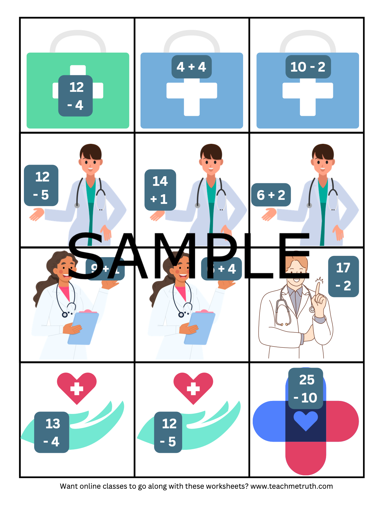 Medical Math Cut and Paste Activity Workbook