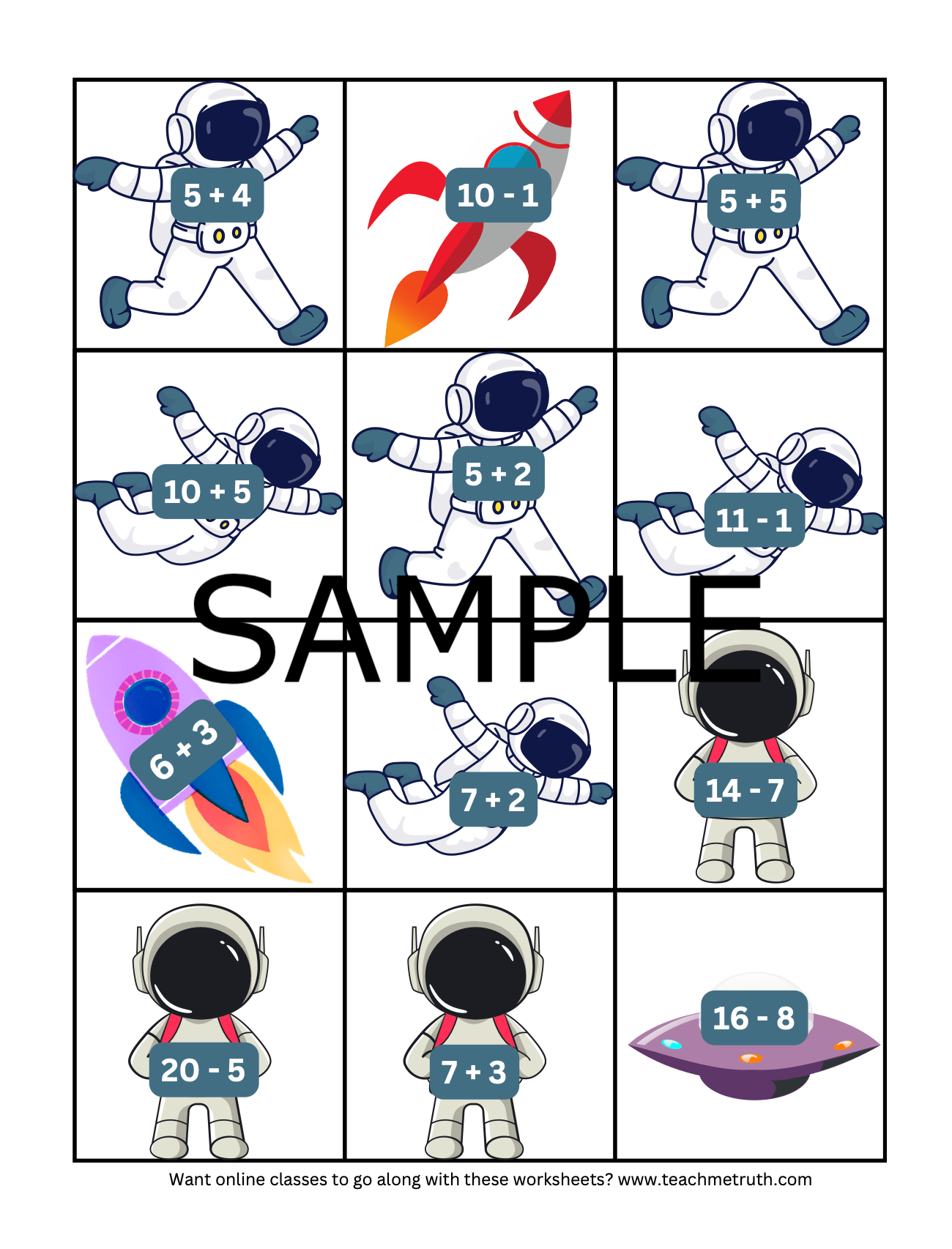 Outer Space Cut & Paste Math Activity Game