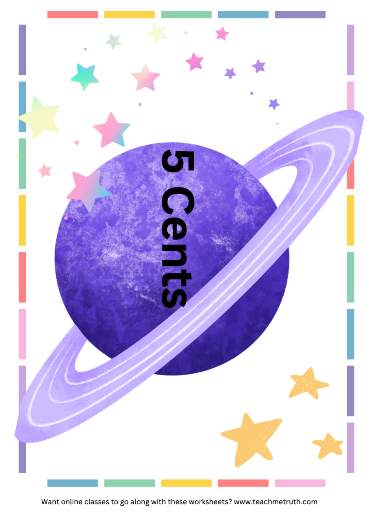 Outer Space Money Math Cut & Paste Activity Workbook