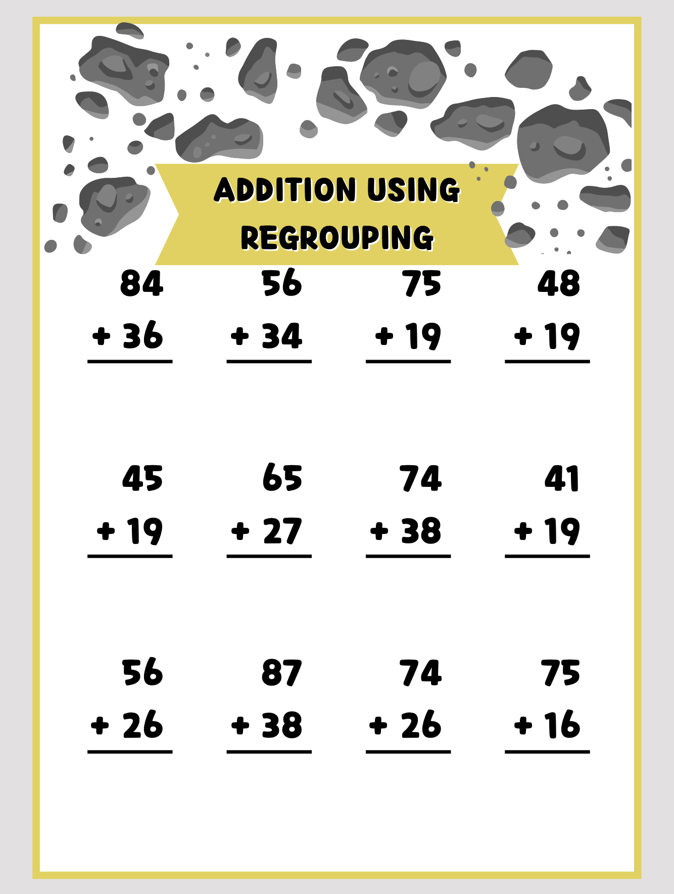 Space Themed Math Worksheets (2nd-3rd Grade)