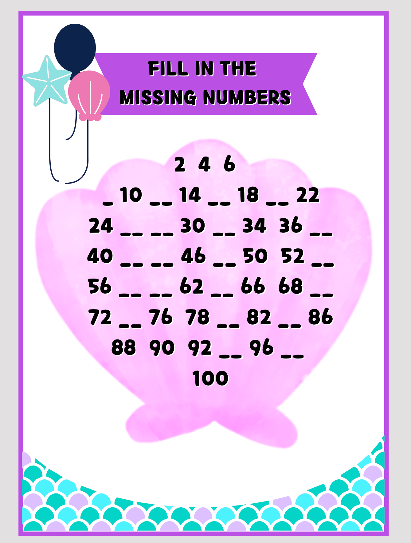 Mermaid Math (2nd-3rd Grade)