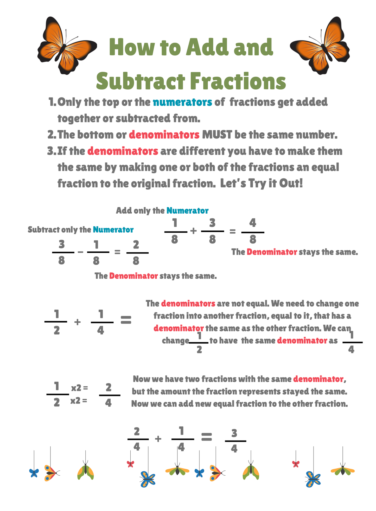 Spring Math Fraction Lessons with worksheets and a Spring Theme