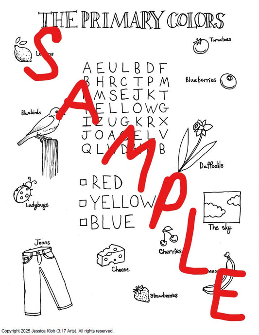 The Primary Colors Word Search And Coloring Page