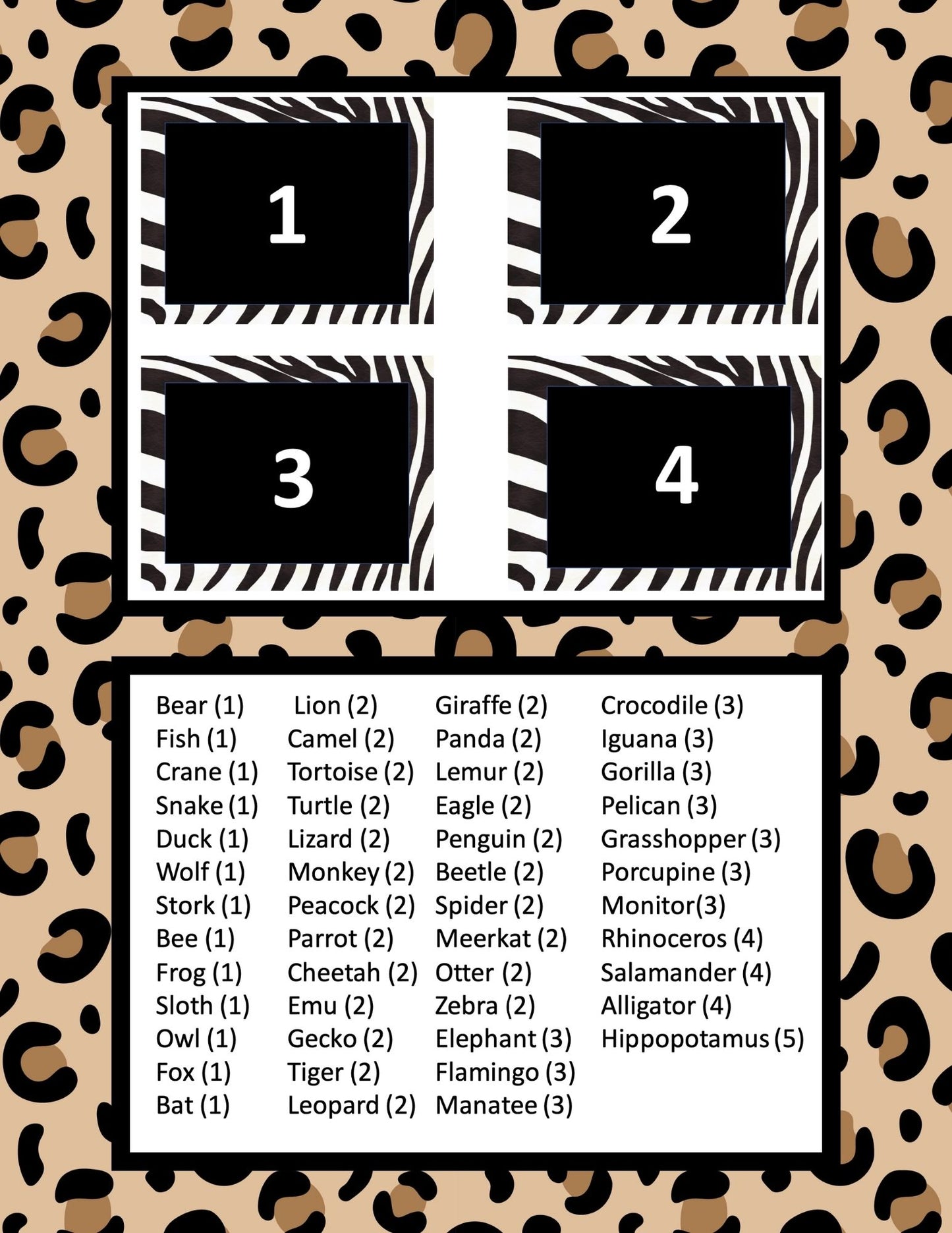 Zoo Animals Syllable Segmentation Sorting Activity