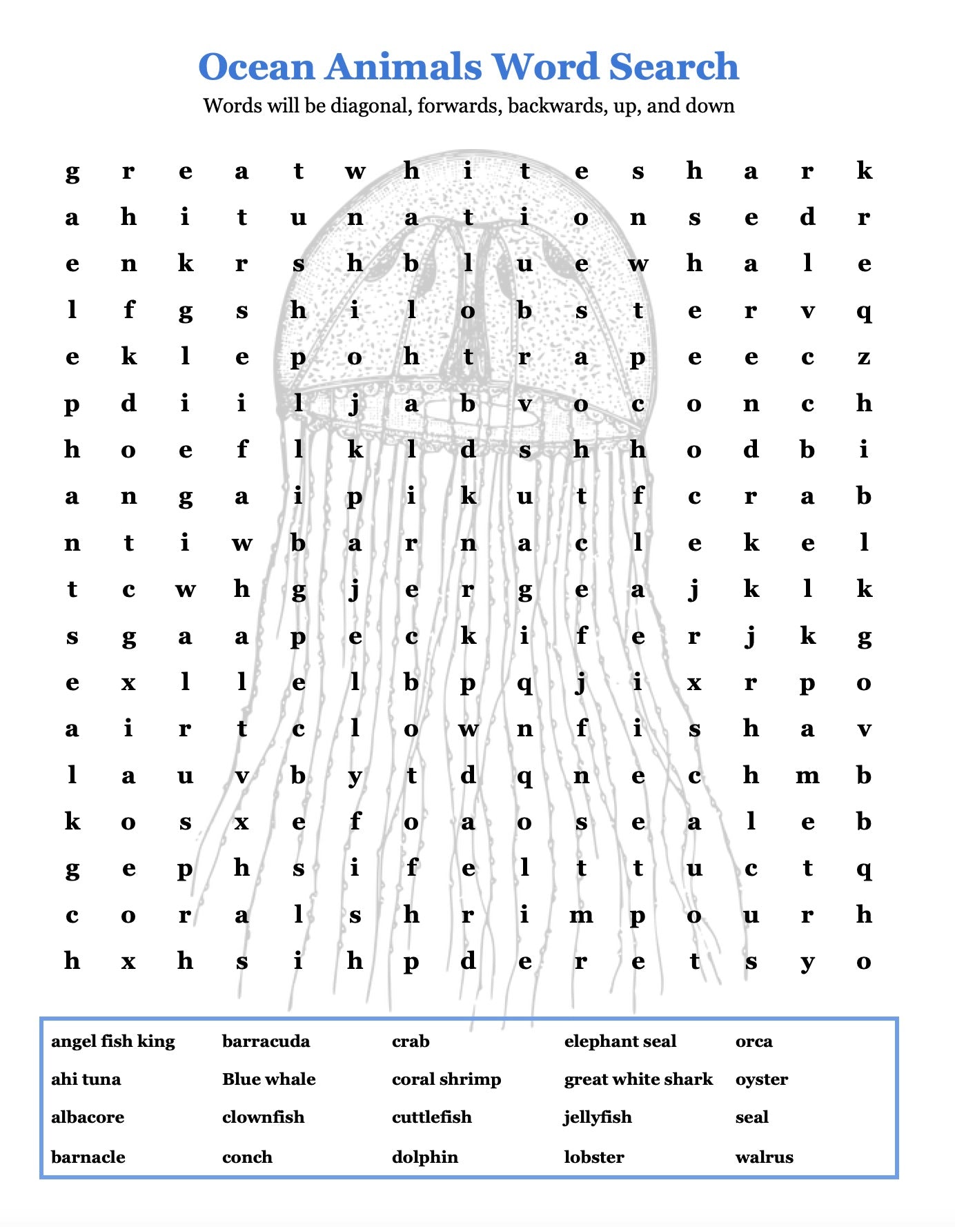 Animals Around the World Word Finds