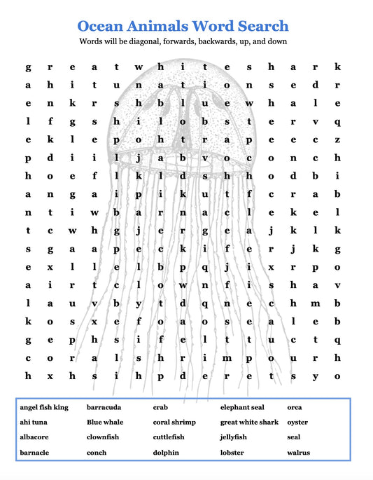 Animals Around the World Word Finds
