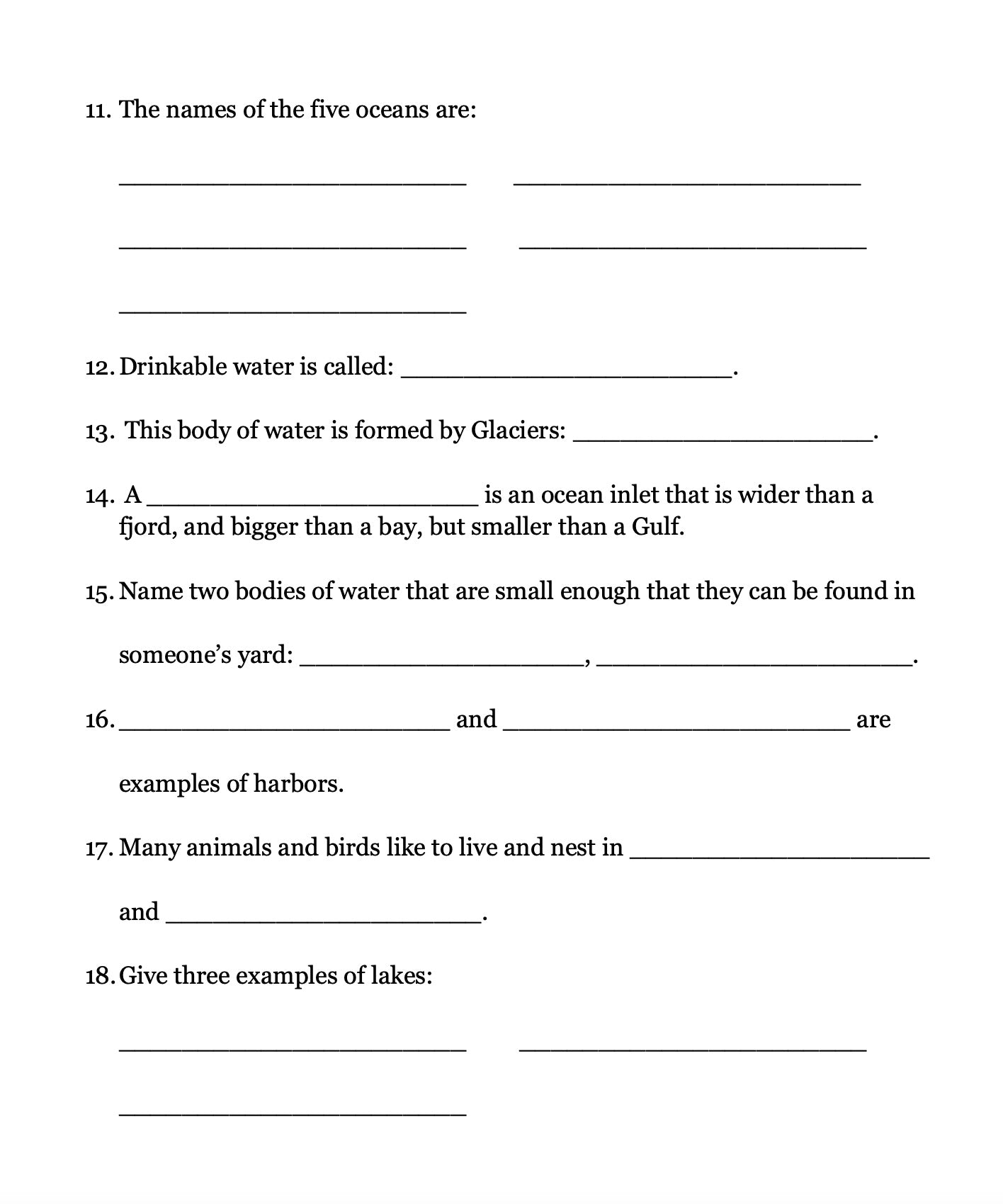 Science Lesson: Bodies of Water