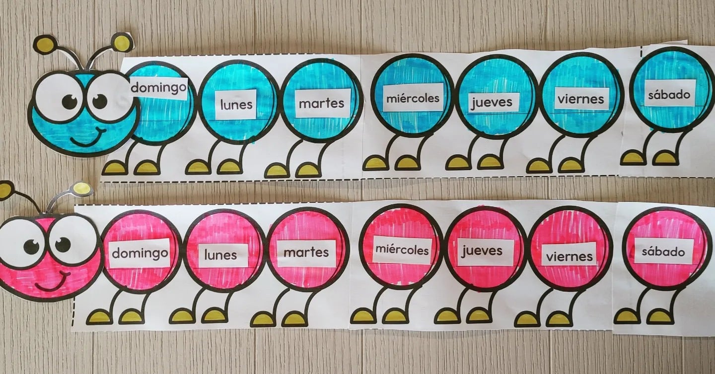 No Prep Printable Craft: The Days of the Week in English and Spanish