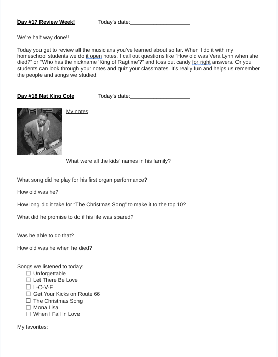 20th Century US History Music Curriculum Daily Lesson Plans 33 Weeks!