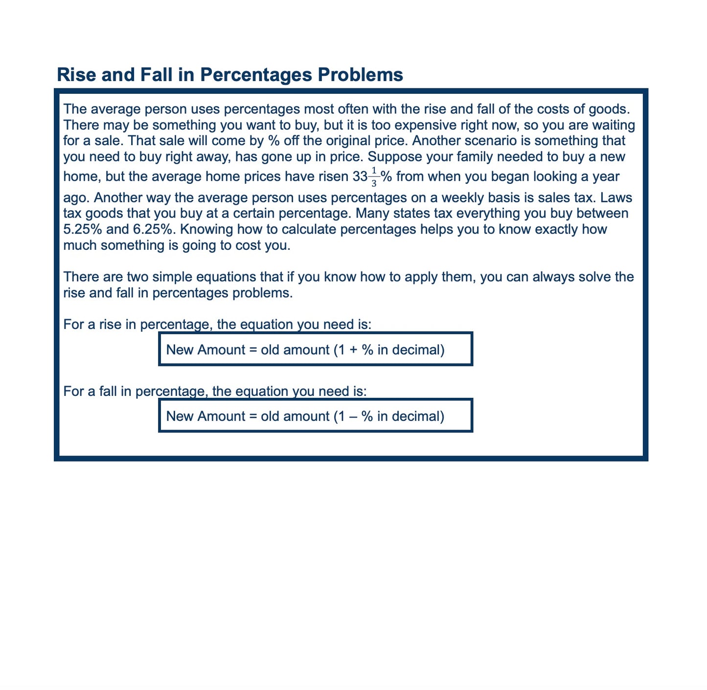 Practice Percentages