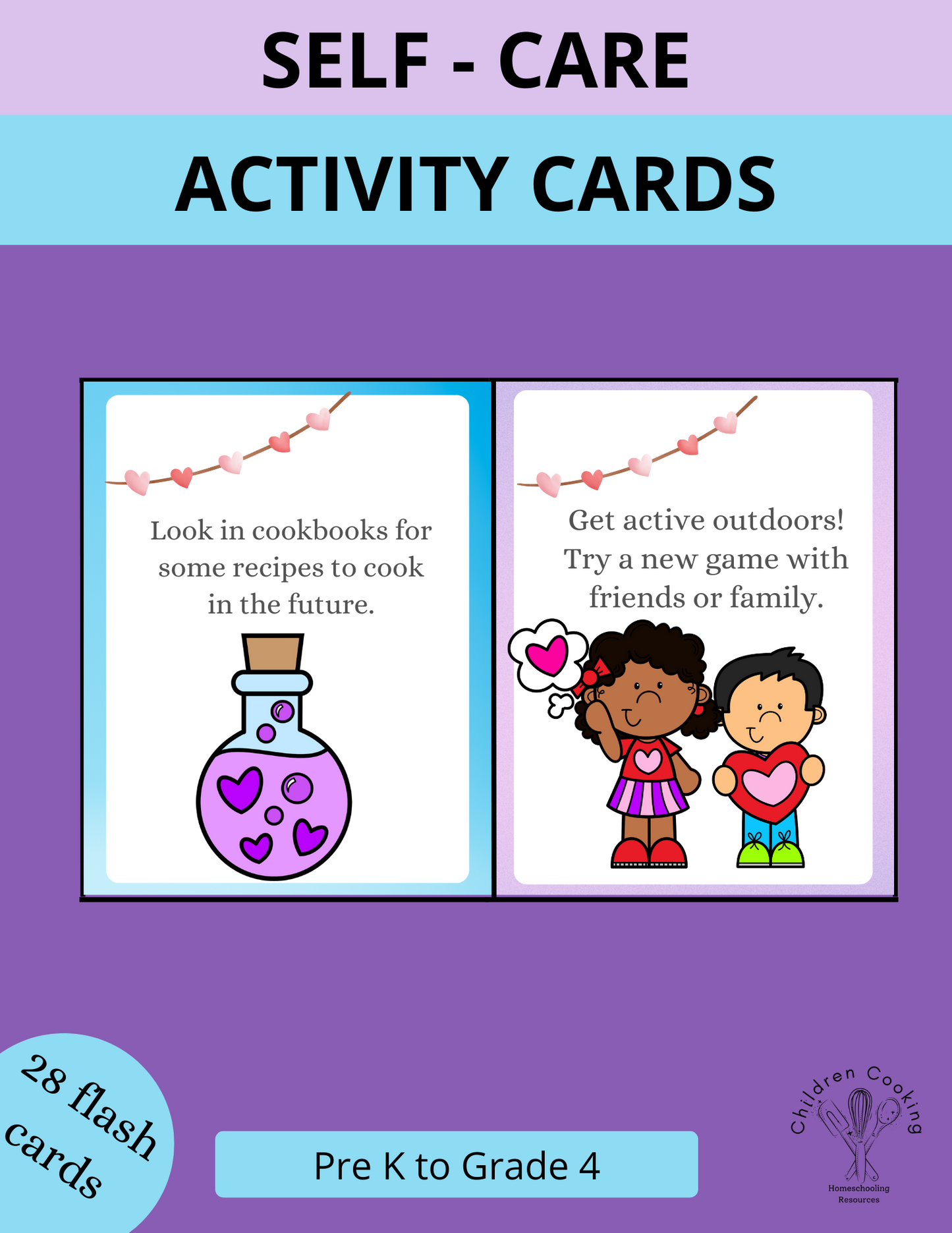 Self Care Activity Cards with Self love and Self Esteem Activities for Pre K - 4