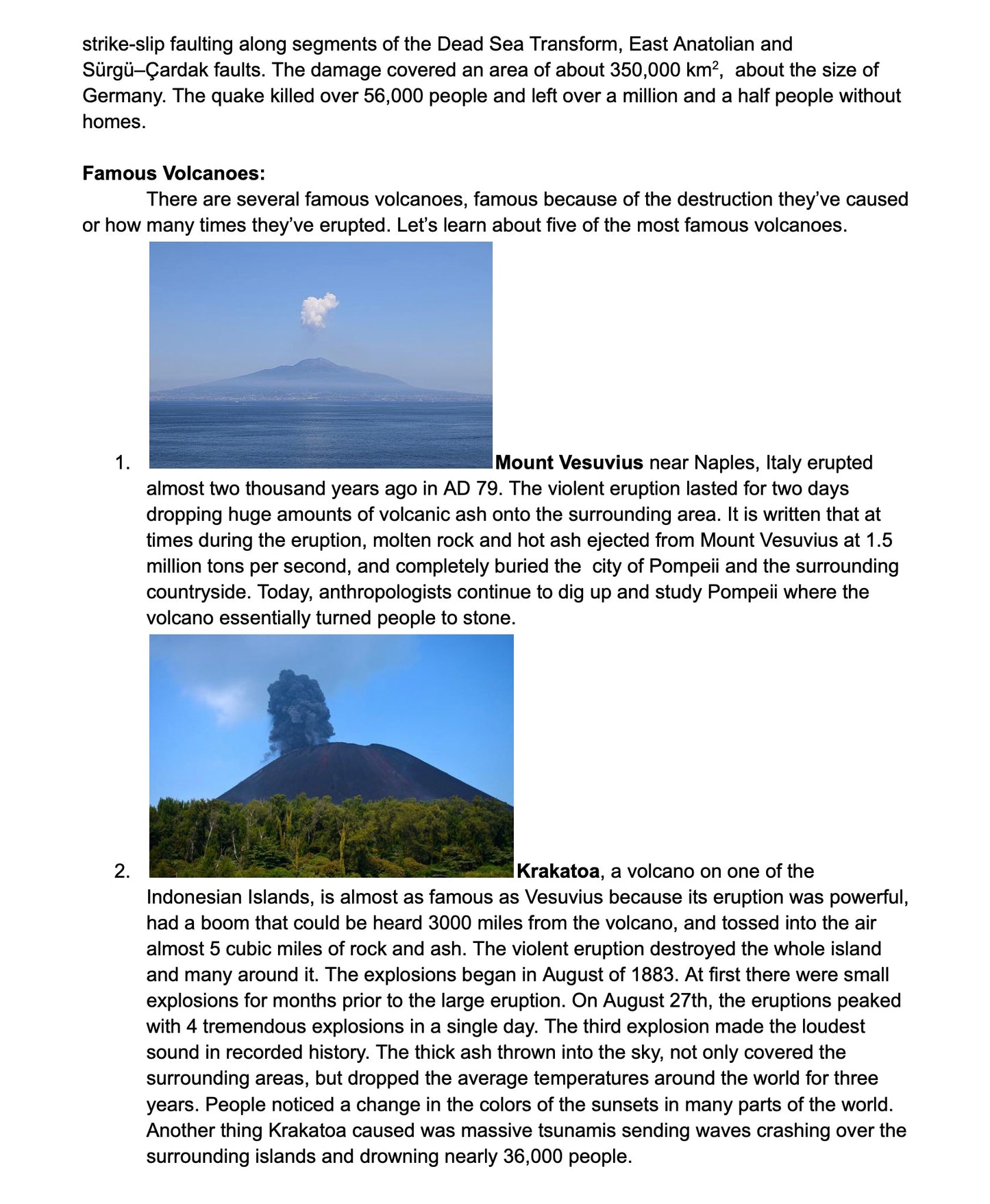 Volcanoes, a Science Lesson for Middle School