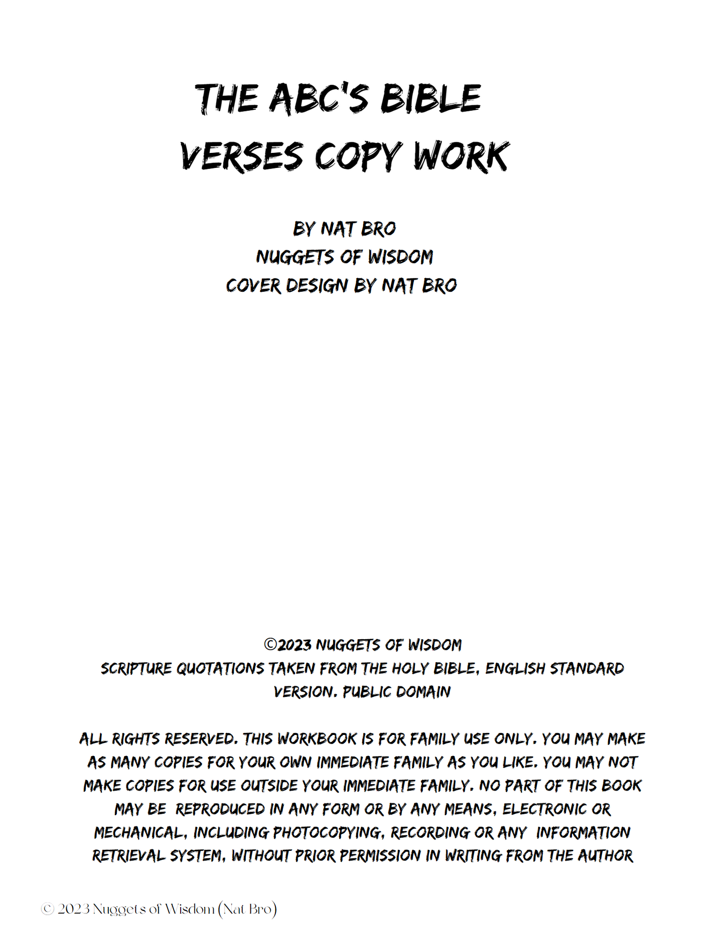 ABC's Bible Verses ESV Work For 3-6th Grades
