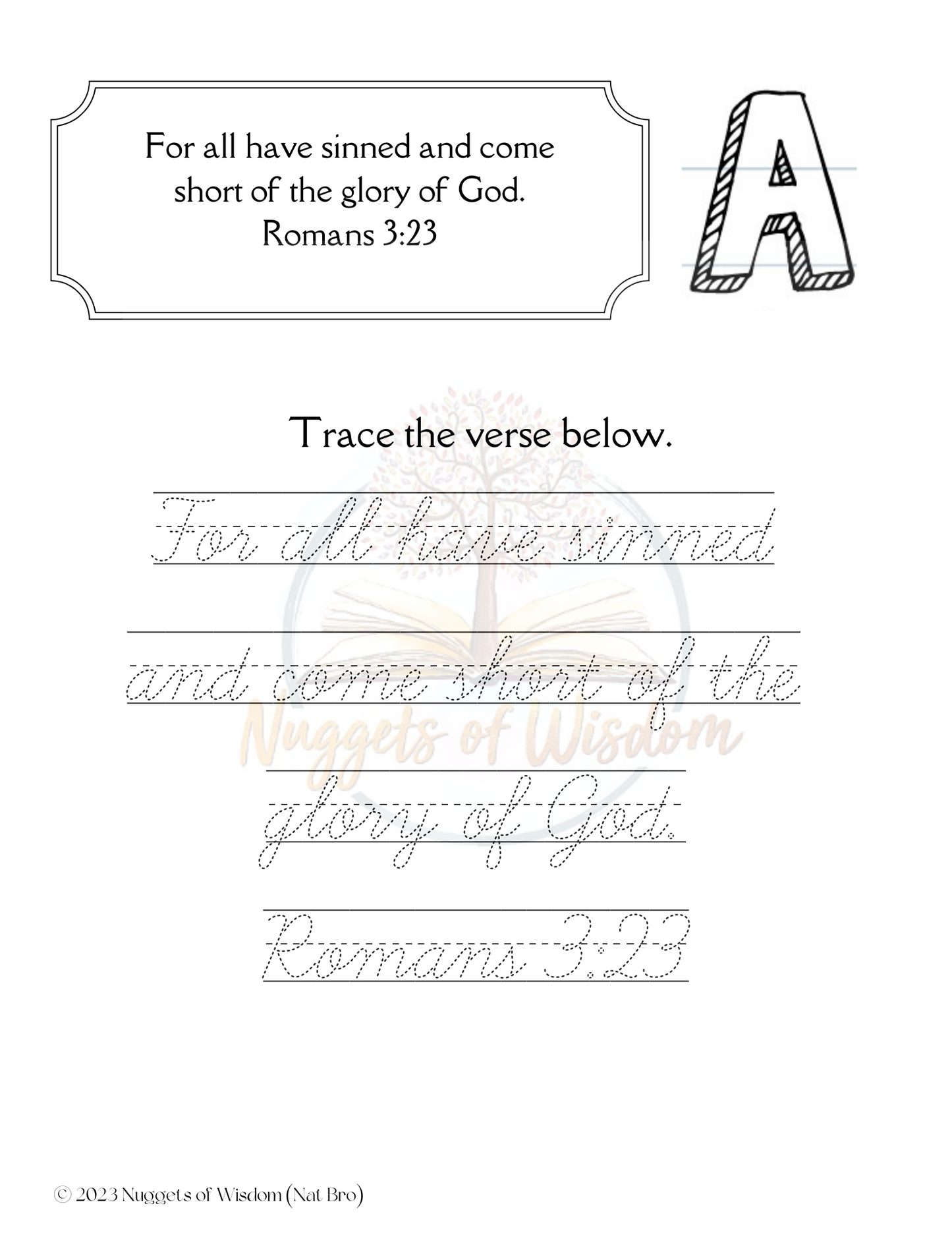 ABC's Bible Verses KJV Copy Work For 3-6th Grades