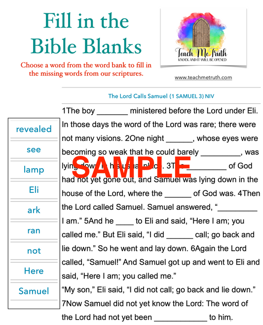 Fill in the Bible Blanks - 1 SAMUEL 3
