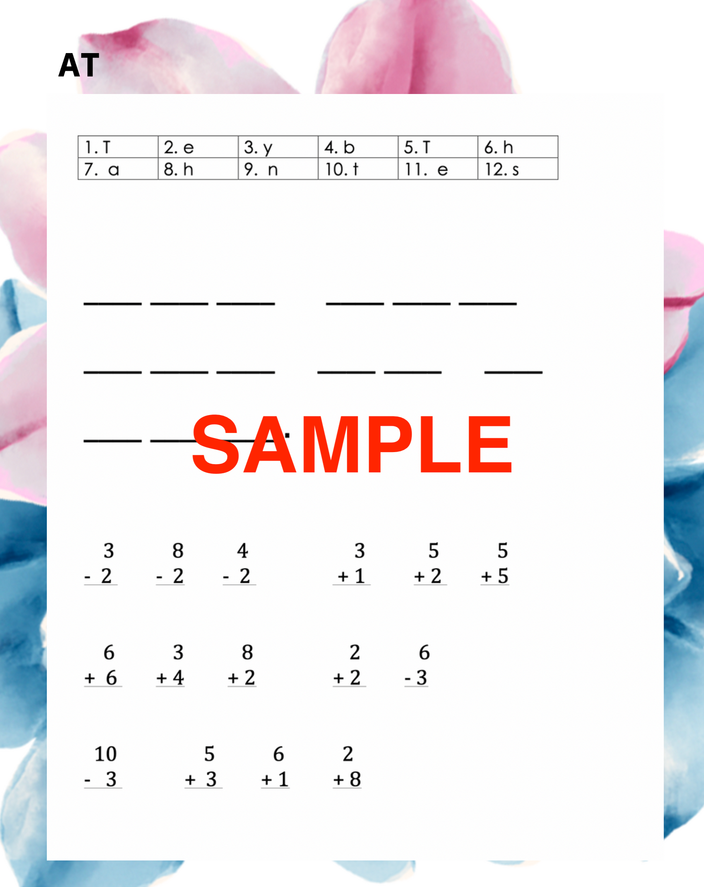 CVC Word Families Secret Sentences & Single Digit Math