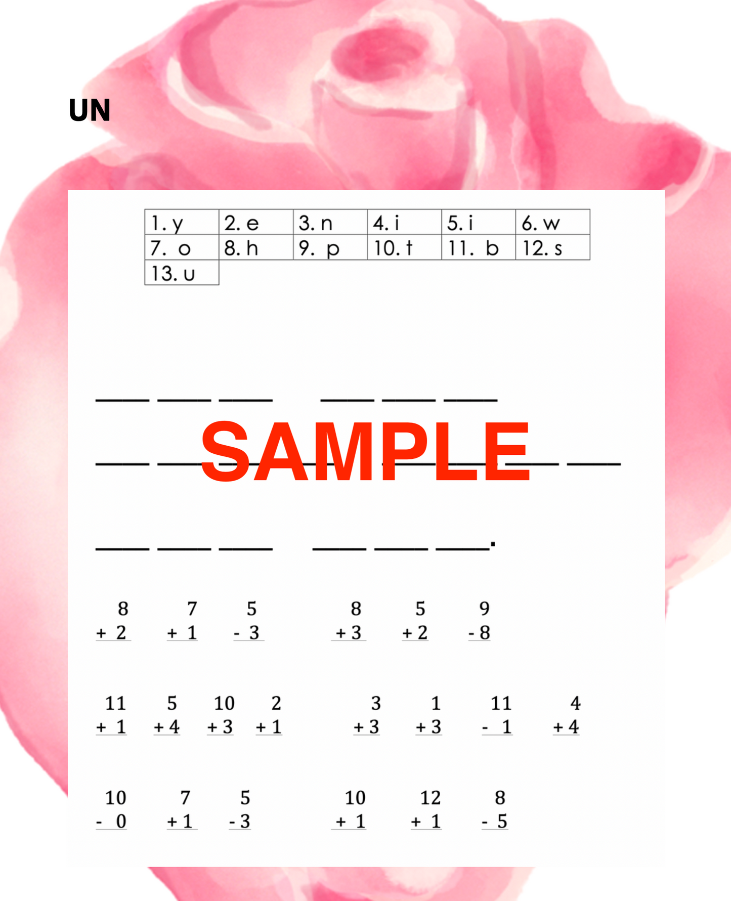 CVC Word Families Secret Sentences & Single Digit Math