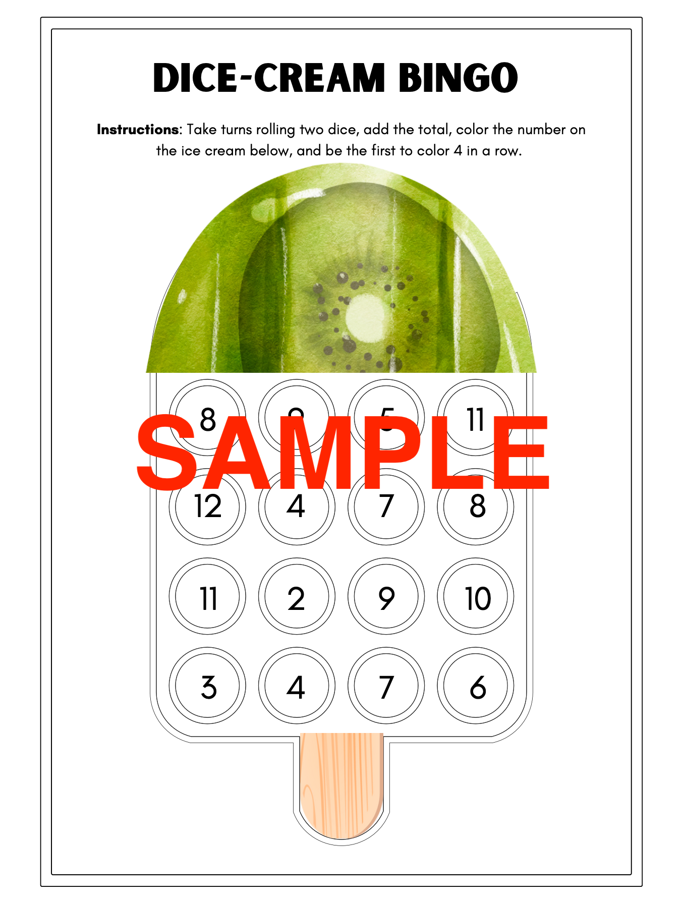 Dice-Cream Bingo