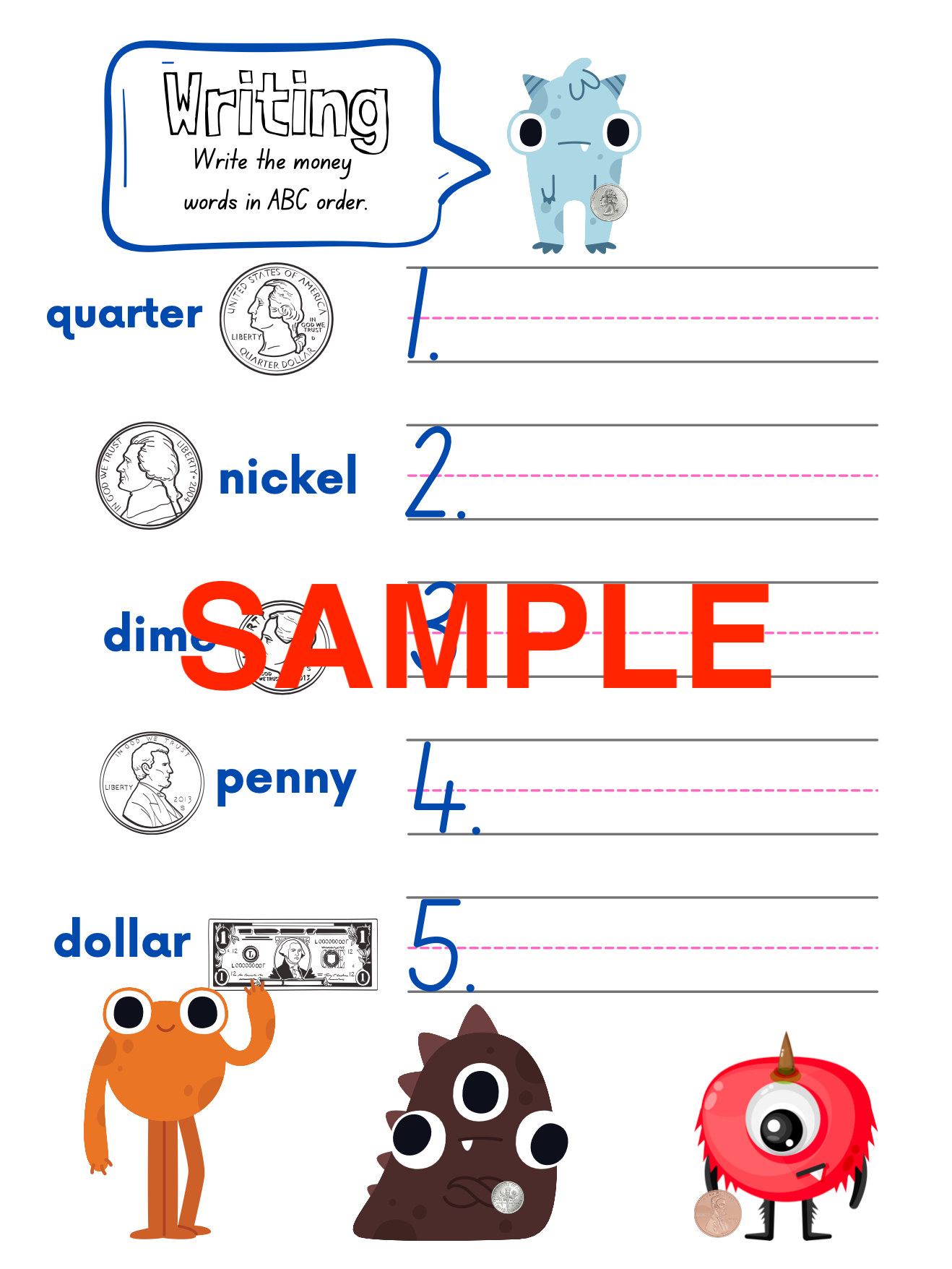 Monster Money Workbook! (10-pages)