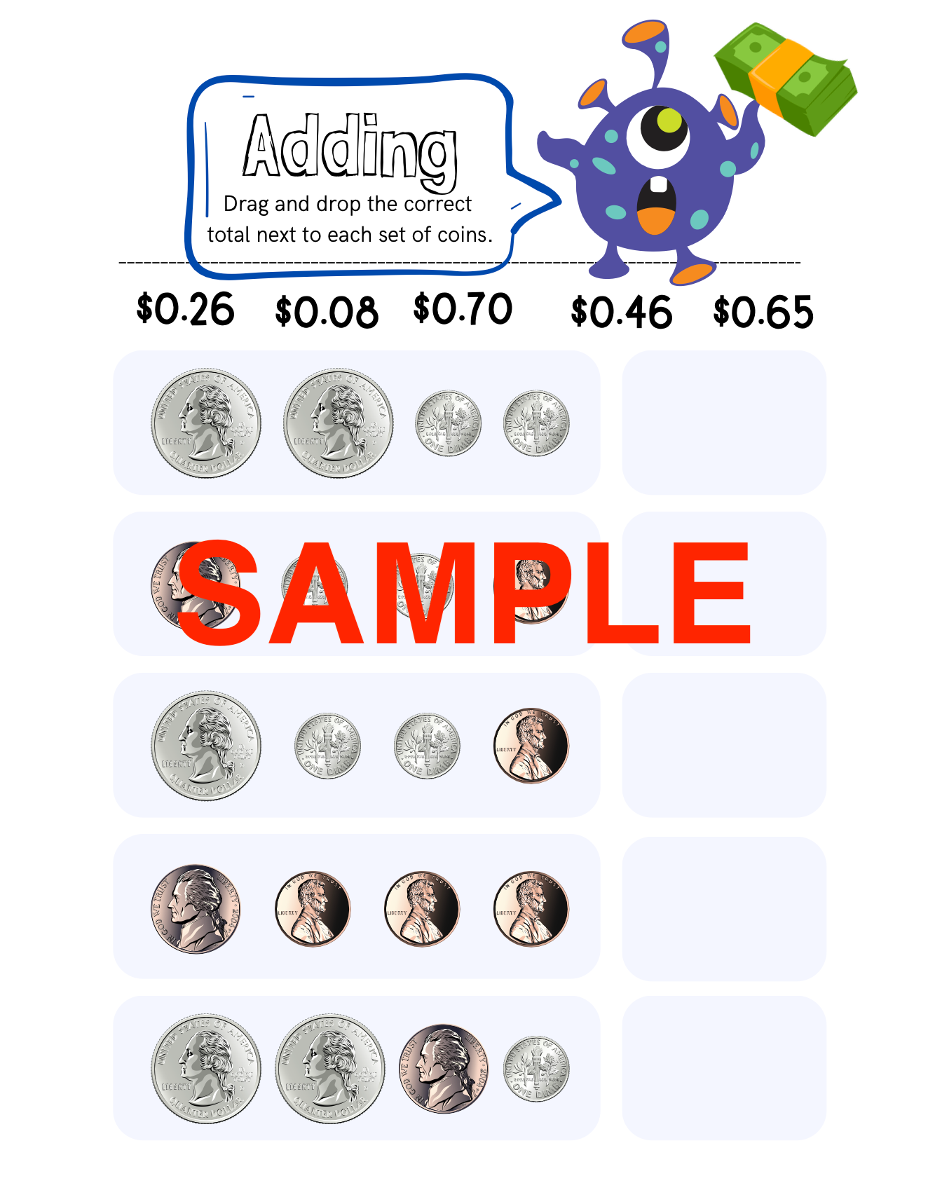 Monster Money Workbook! (10-pages)