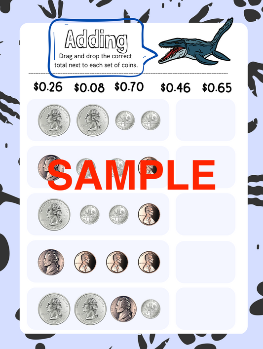 Mosasaurus Money Workbook! (10-pages)