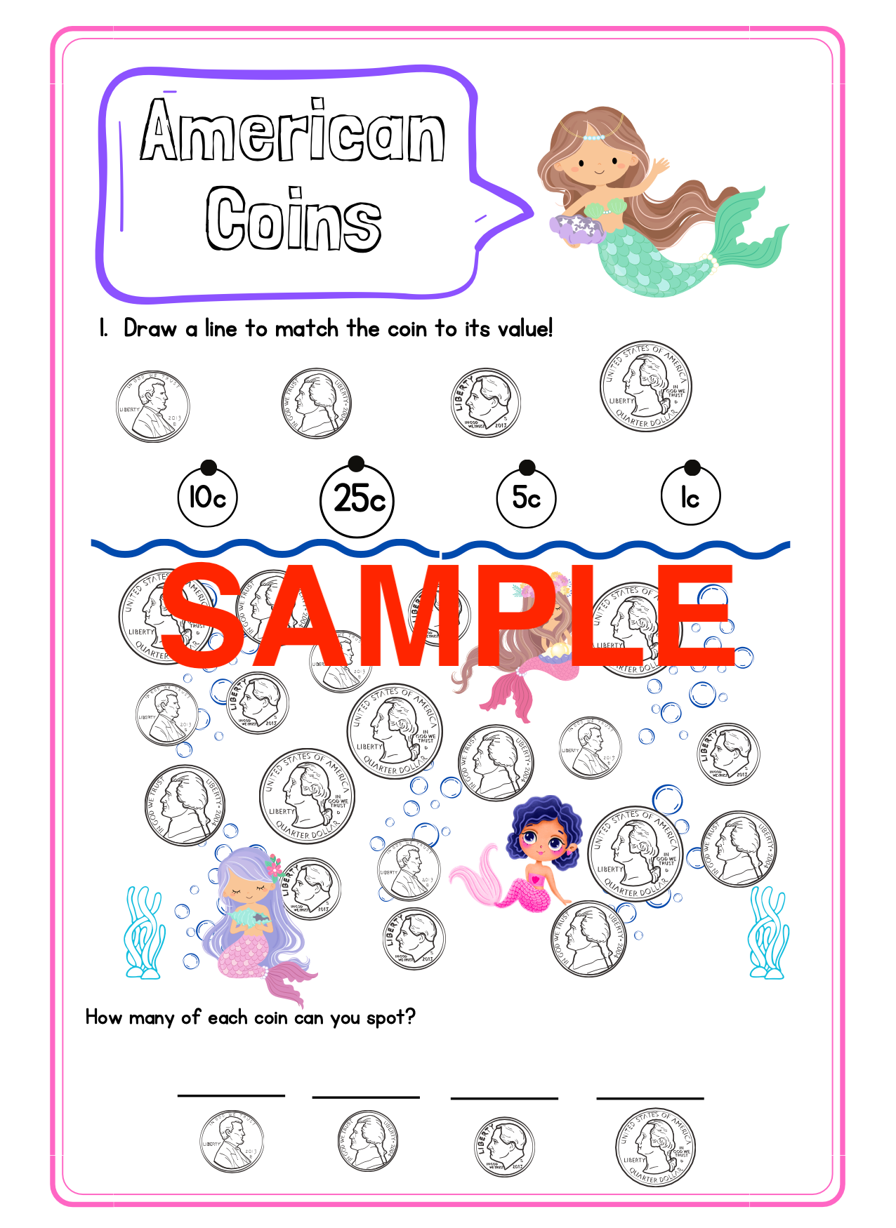 Mermaid Money Workbook! (10-pages)