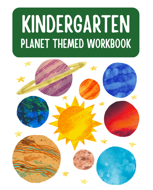 Kindergarten Outer Space Themed Workbook (121 Pages)