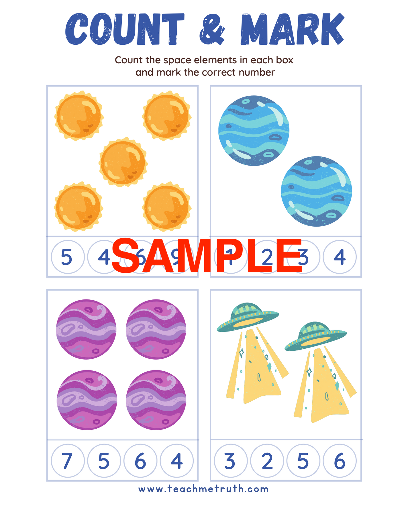 K-1 Planet Math Workbook! (10-pages)