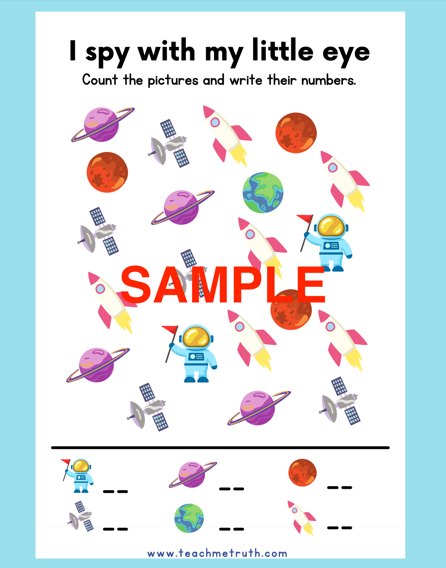 K-1 Planet Math Workbook! (10-pages)