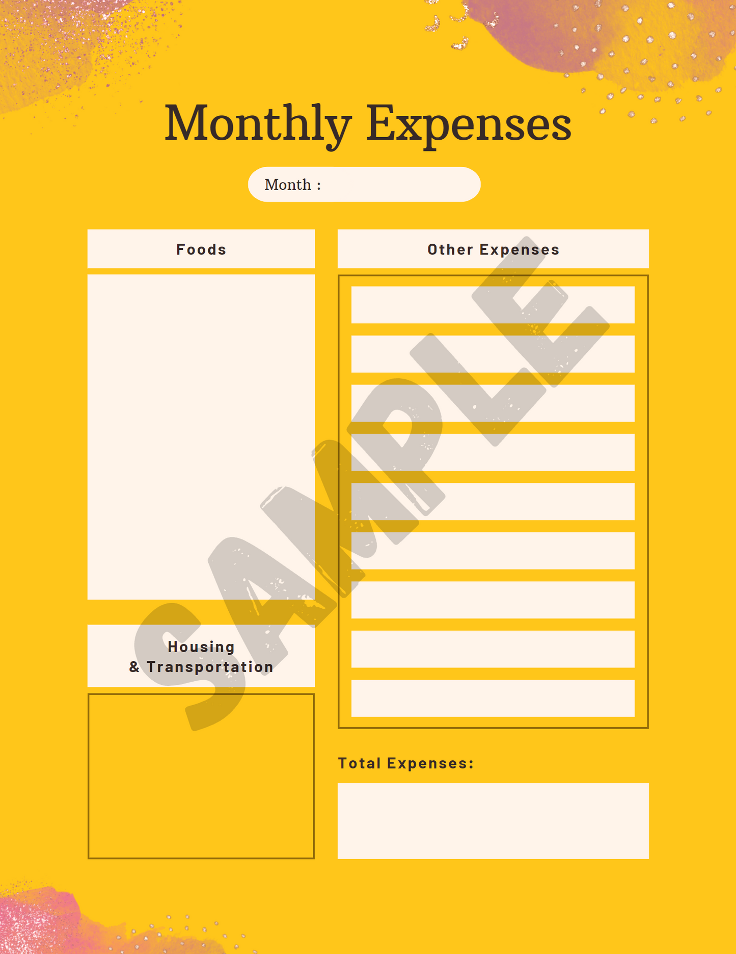 Yellow Budget Planner