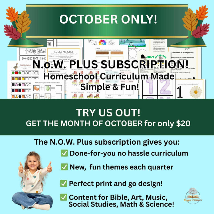 NoW Plus October: A Month of Materials for 5 yr olds to 5th Grade