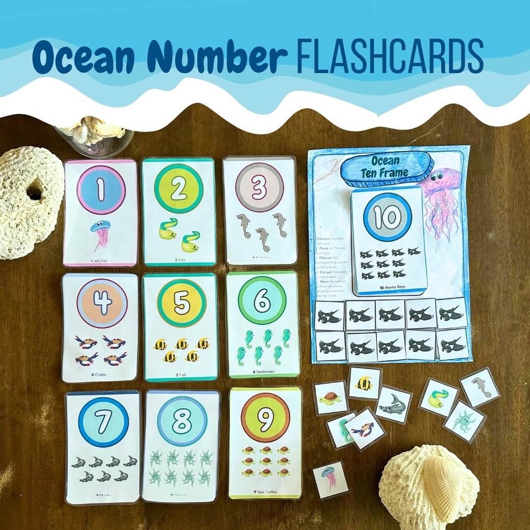 Ocean Number Flashcards With Ten Frame Activity- Digital Product