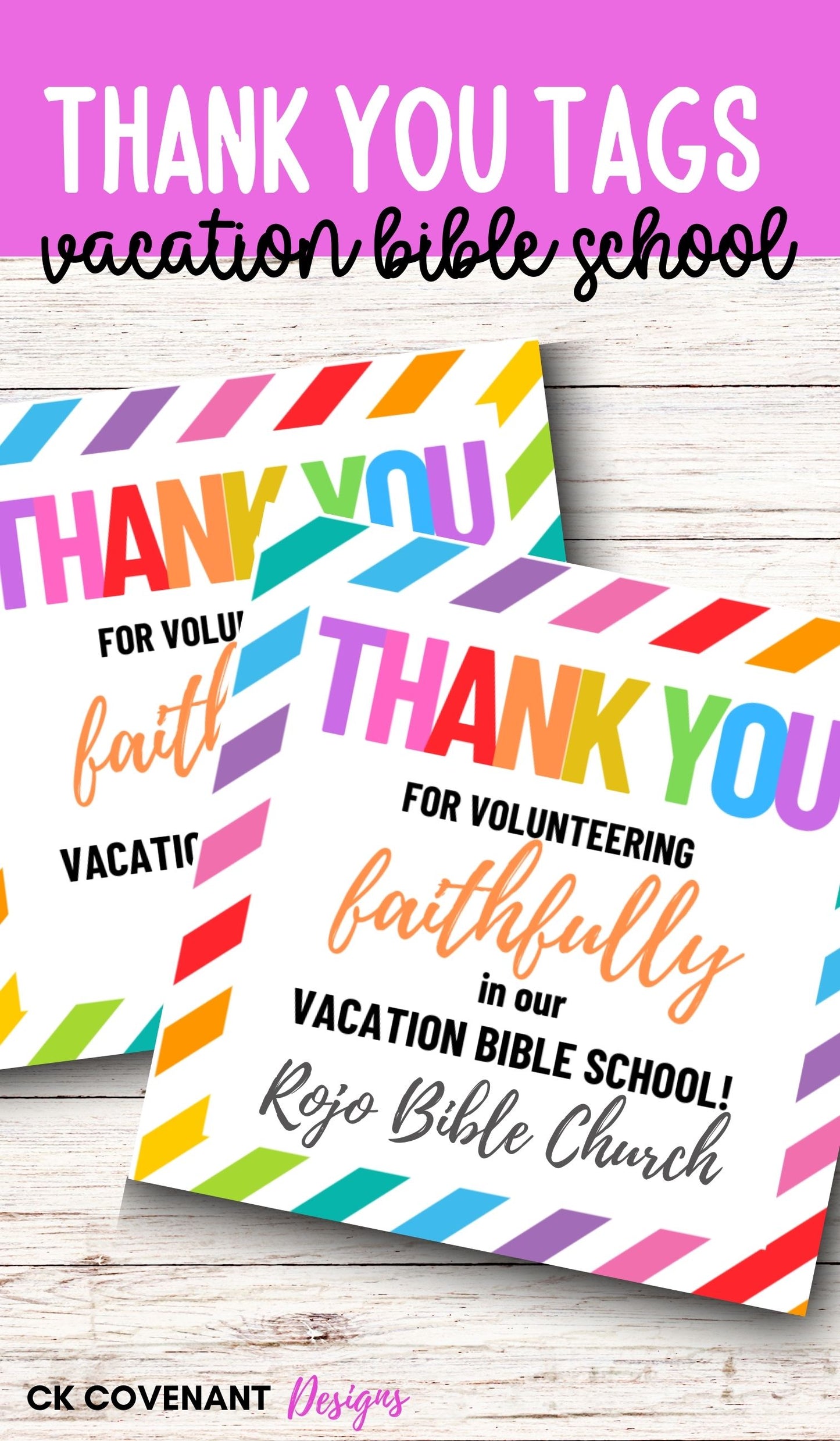 VBS Volunteer Thank You Tags (Stripe)