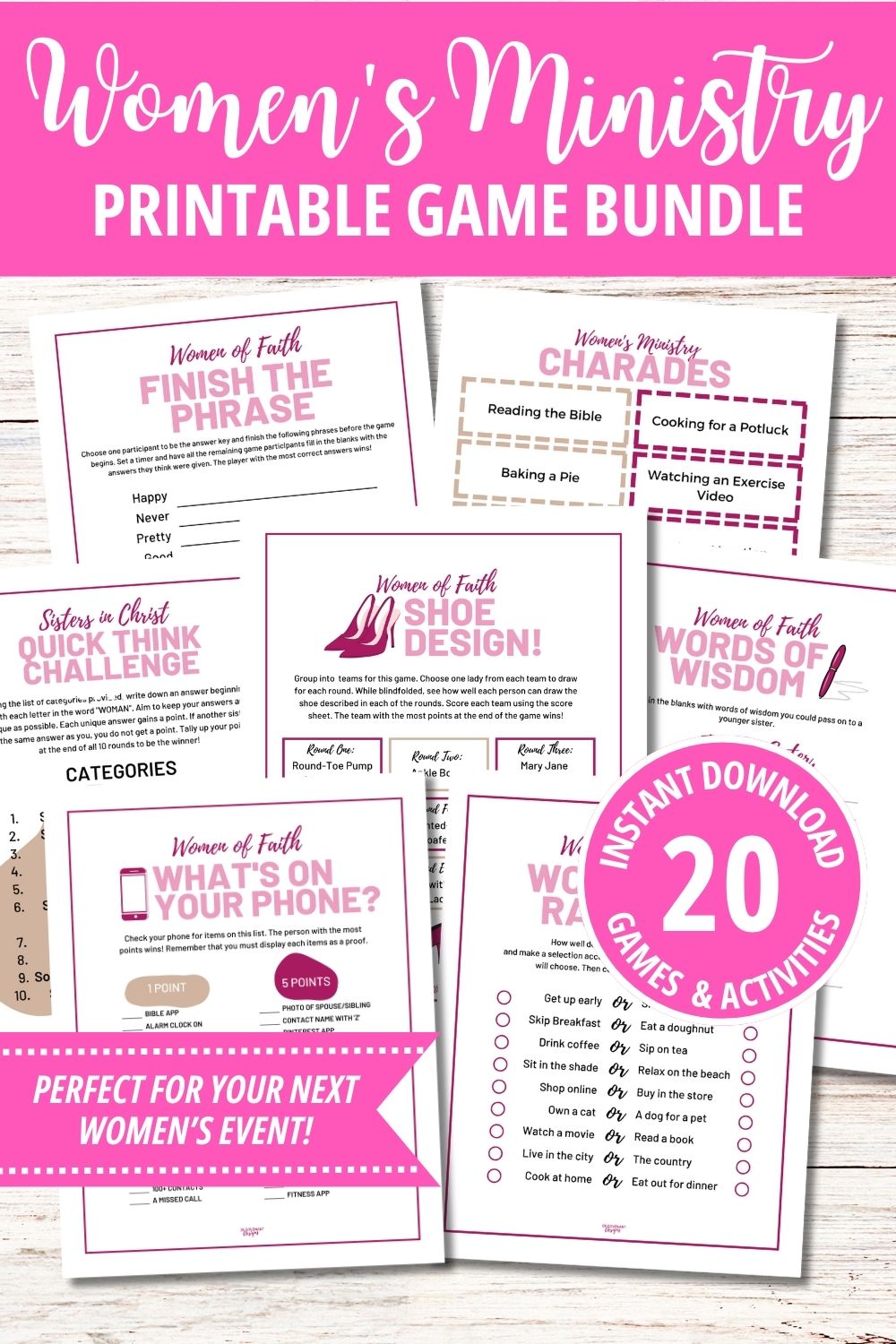 Women's Ministry Printable 20 Game Bundle