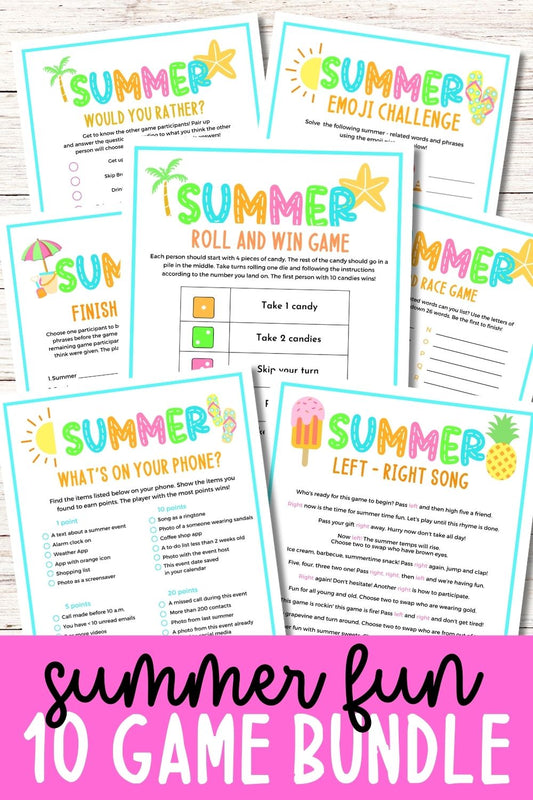 Summer Fun Printable Game Bundle (10 Games + BONUS products!)
