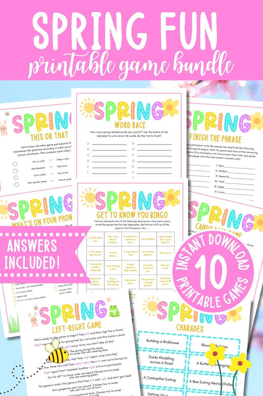 Spring Fun Printable 10 Game Bundle