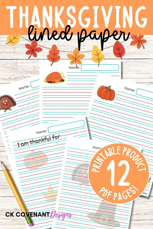 Thanksgiving Writing Lined Paper (Colored Set)