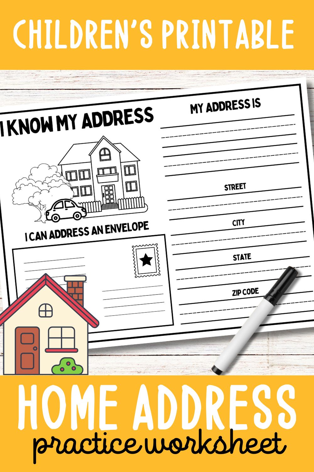 Home Address Practice Worksheet for Children