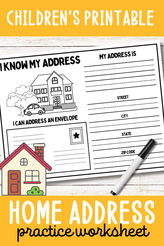 Home Address Practice Worksheet for Children