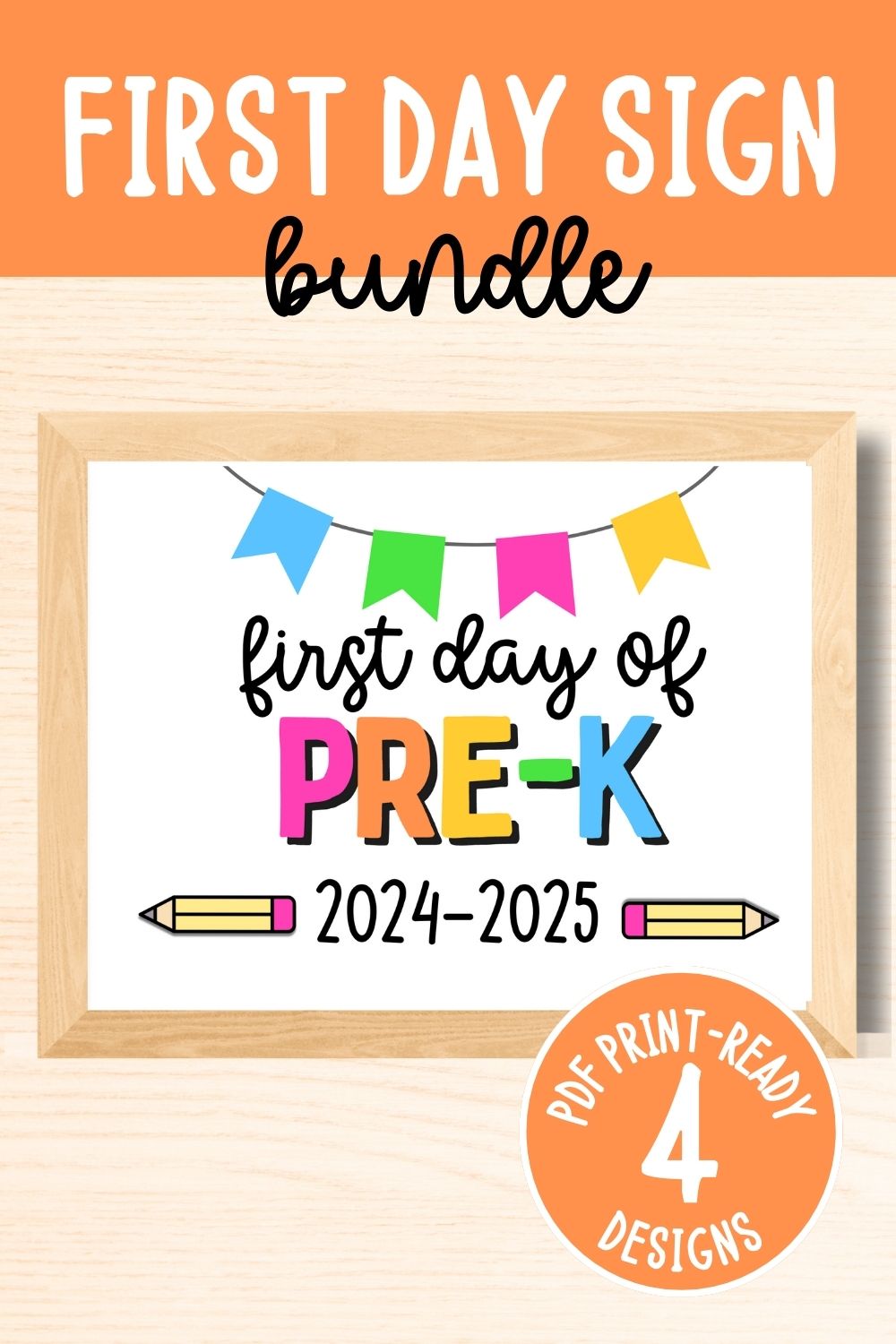 Oper Sign Pre K First Day of Pre-K Sign Bundle – Nuggets of Wisdom