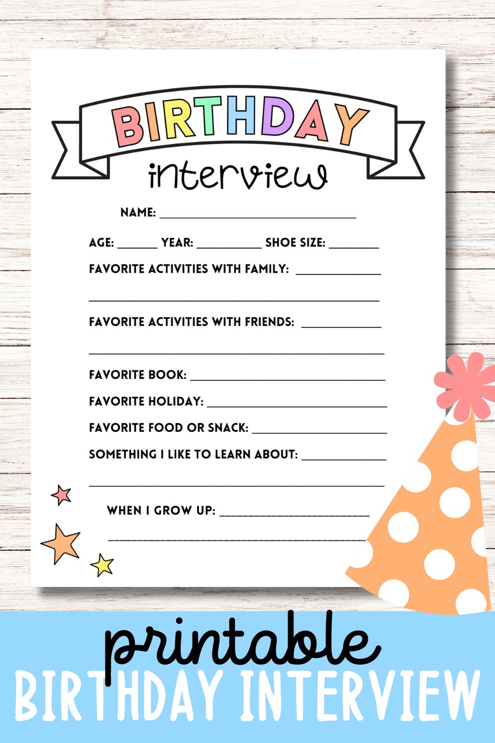 Printable Birthday Interview for Kids: Pastel Colors!