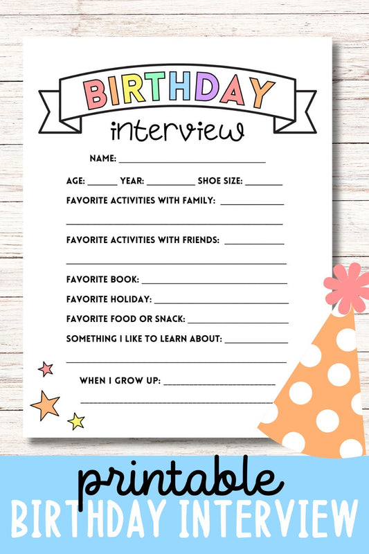 Printable Birthday Interview for Kids: Pastel Colors!