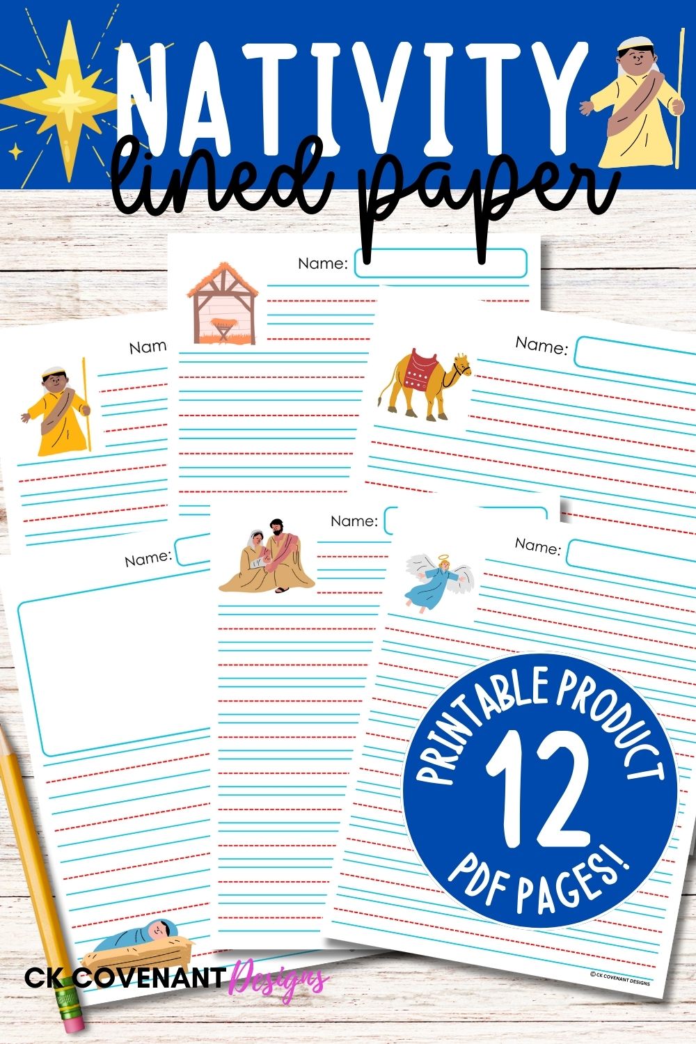 Nativity Lined Writing Paper