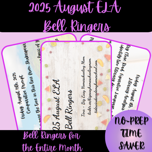 High School 2025 August ELA Bell Ringers