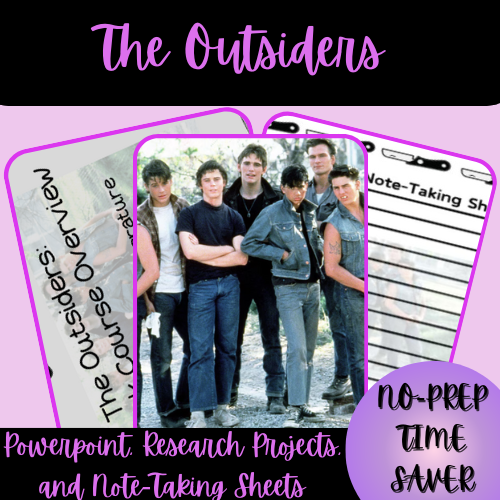 The Outsiders PowerPoint, Research Projects, & Note-Taking Sheets