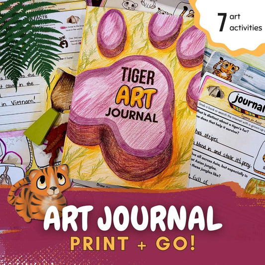 Tiger Art Journal: 7 Art Activities to Teach Element of Form with Writing