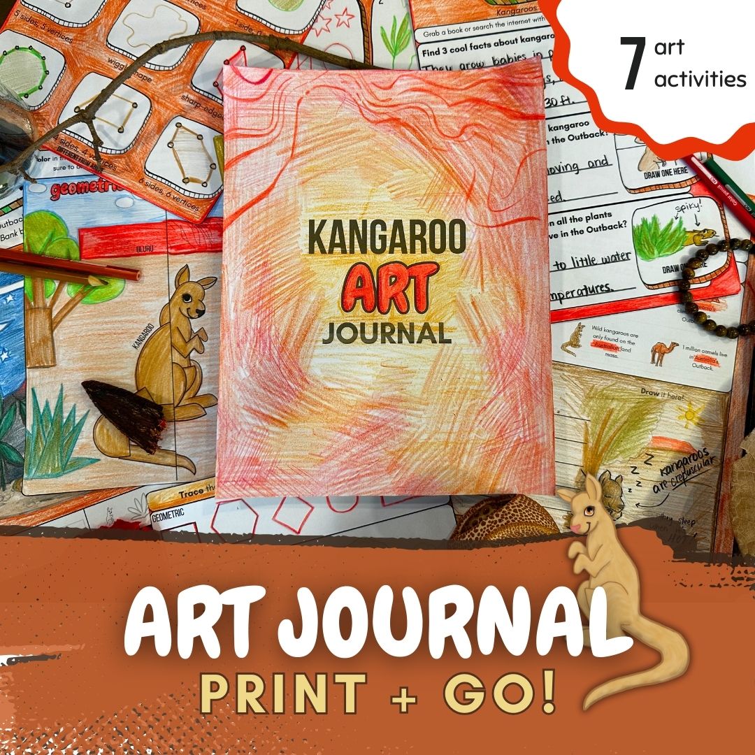 Kangaroo Art Journal: 7 Art Activities to Teach Element of Shape with Writing