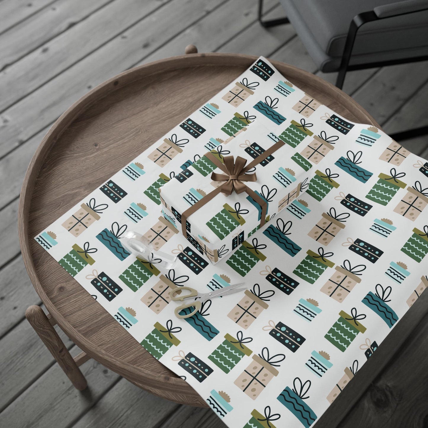 Green Gifts Themed Wrapping Paper