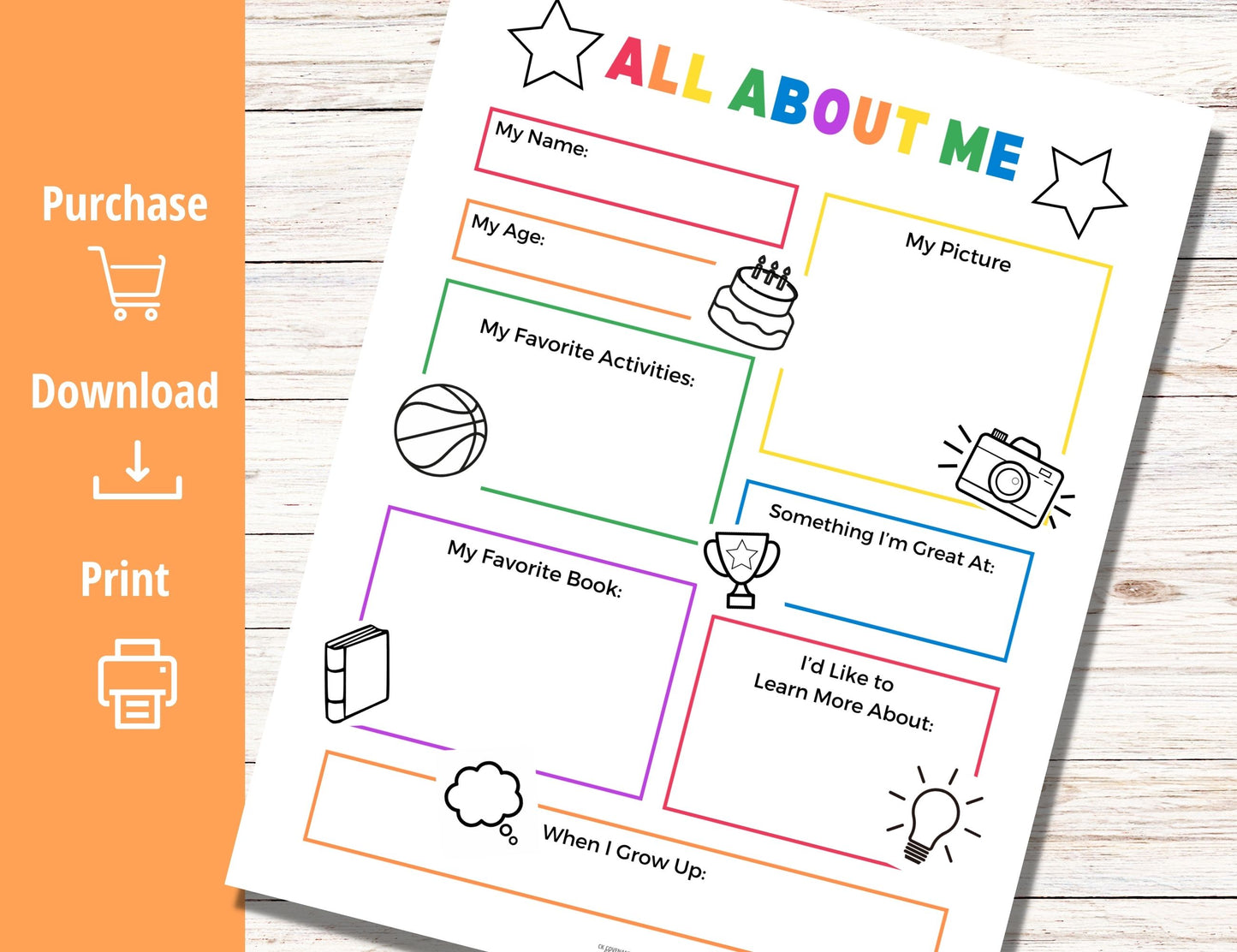 All About Me Activity - Full Color and Black & W