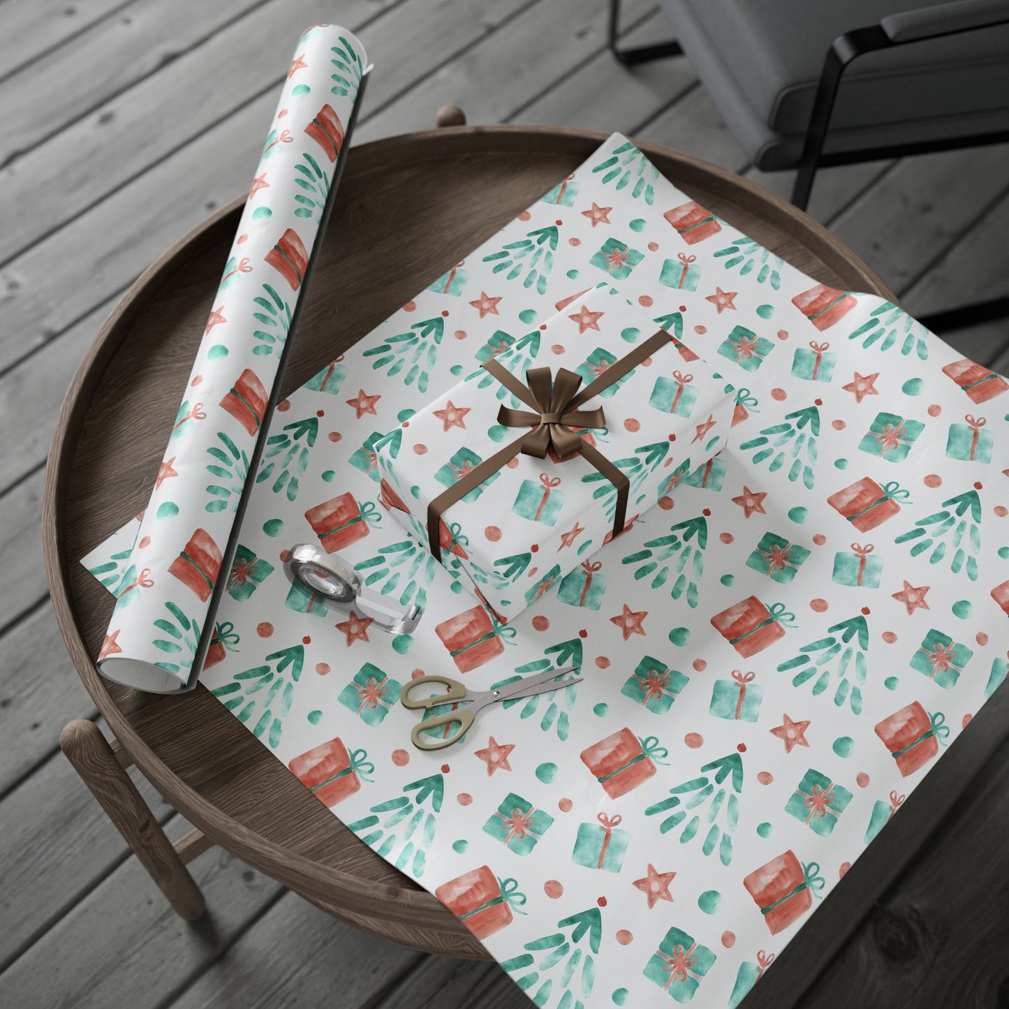 Christmas Gifts with Trees Wrapping Paper